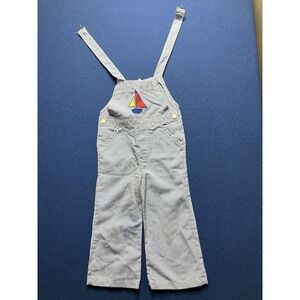 Vintage Health-Tex Permanent Press Boy Bib Overalls 3T Engineer Stripes Boat
